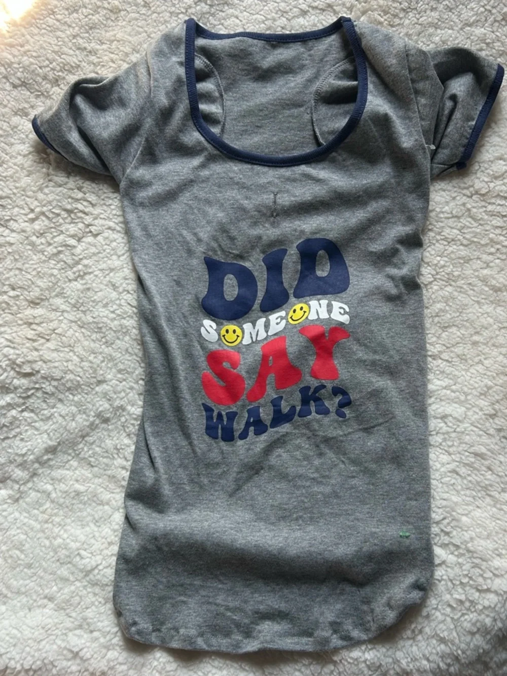 “Did someone say walk?” Dog t-shirt L